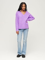 Lila - Superdry Oversize-Pullover mit V-Ausschnitt - Bild 3 von 6
