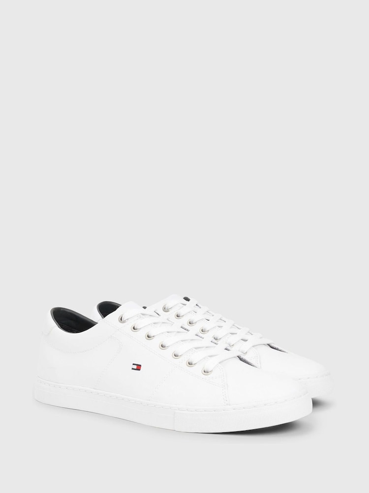 Blanco - Zapatillas de deporte con detalles de cuero básicas de Tommy Hilfiger - Imagen 1 de 4