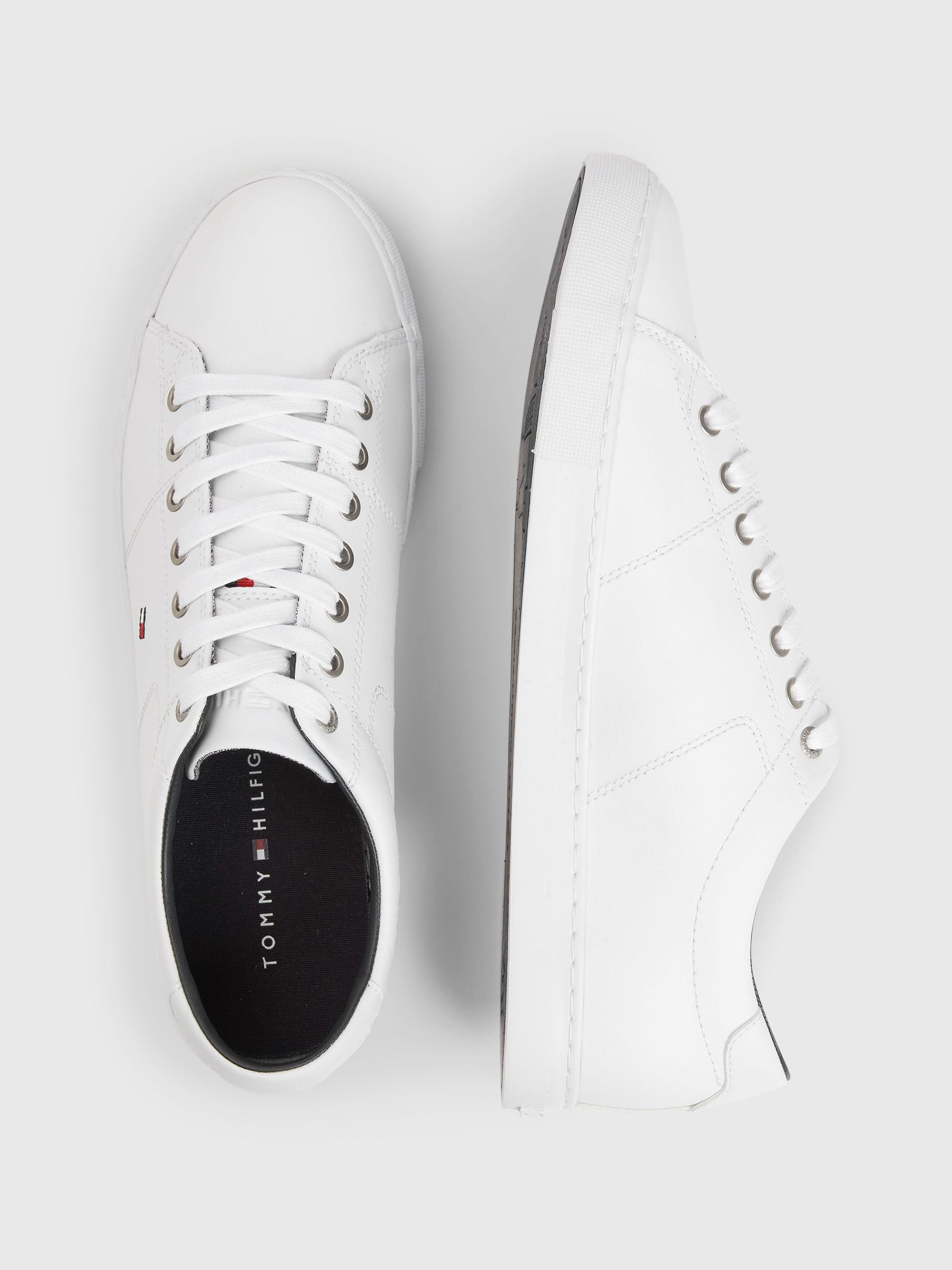 Tommy hilfiger leather sneakers discount