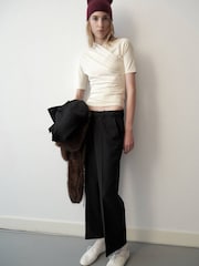 Mango Cream Wrap Detail Fitted T-Shirt - Image 4 of 8