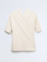 Mango Cream Wrap Detail Fitted T-Shirt - Image 6 of 8