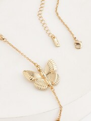 Gold Tone Butterfly Rope Necklace Made With Recycled Metals - Image 4 of 4
