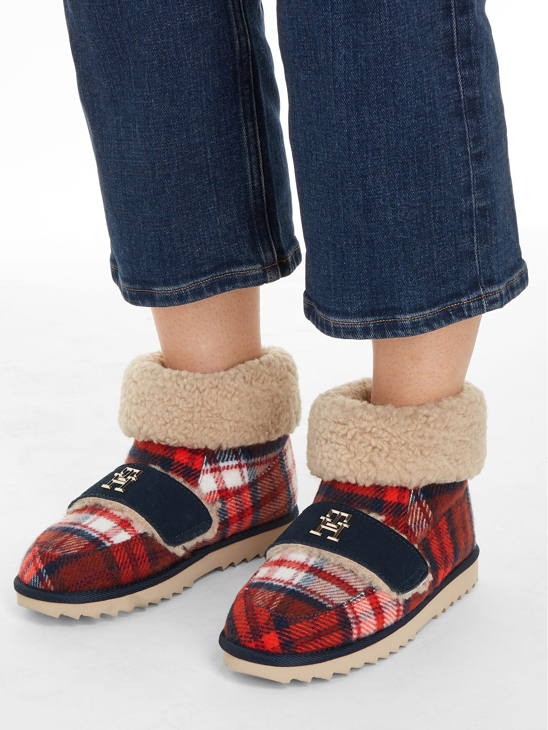 Tartan slipper boots on sale