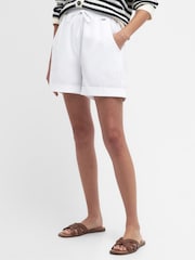 Barbour® White Elsden Drawcord Waist Shorts With Linen - Image 1 of 6