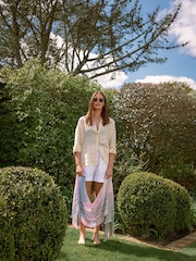 Barbour® White Elsden Drawcord Waist Shorts With Linen - Image 2 of 6