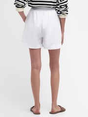 Barbour® White Elsden Drawcord Waist Shorts With Linen - Image 3 of 6