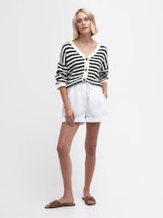 Barbour® White Elsden Drawcord Waist Shorts With Linen - Image 4 of 6