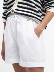 Barbour® White Elsden Drawcord Waist Shorts With Linen - Image 5 of 6