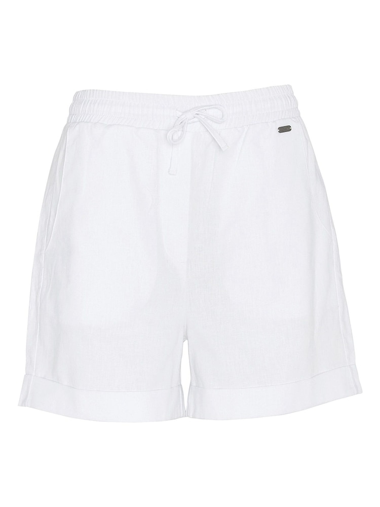 Barbour® White Elsden Drawcord Waist Shorts With Linen - Image 6 of 6