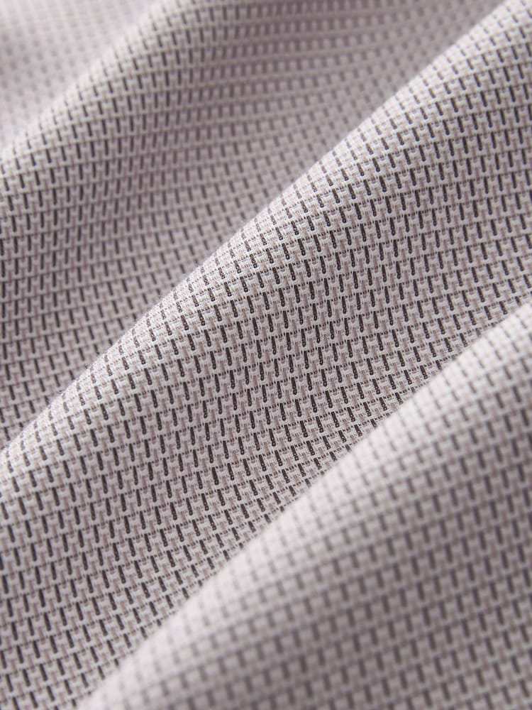 Neutral Brown Regular Fit Double Cuff Signature Textured Trimmed Formal Shirt - Image 2 of 7