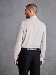 Neutral Brown Regular Fit Double Cuff Signature Textured Trimmed Formal Shirt - Image 5 of 7