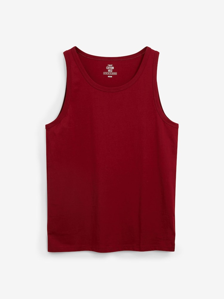 Burgundy Red/Black/White/Navy/Grey Marl 100% Cotton Vests 5 Pack - Image 2 of 6
