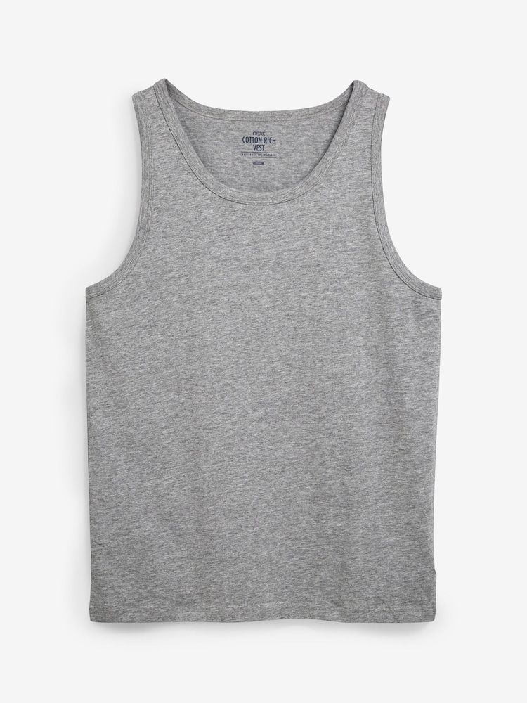 Burgundy Red/Black/White/Navy/Grey Marl 100% Cotton Vests 5 Pack - Image 3 of 6
