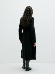 Mango Black Wool Blend Tie Waist Coat - Image 2 of 7