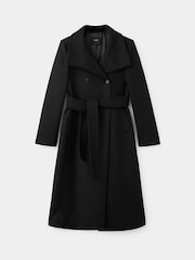 Mango Black Wool Blend Tie Waist Coat - Image 5 of 7