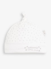 JoJo Maman Bébé White Welcome Little One Baby Hat - Image 1 of 3