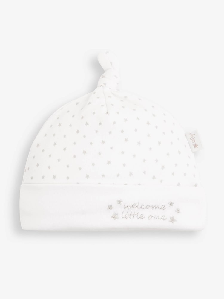 JoJo Maman Bébé White Welcome Little One Baby Hat - Image 1 of 3