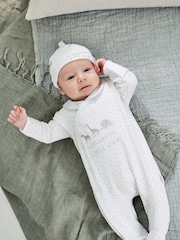 JoJo Maman Bébé White Welcome Little One Baby Hat - Image 3 of 3