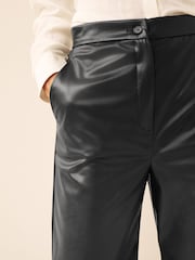Emme by Marella Sax Faux Leather Black Wide Leg Trousers - Image 4 of 4