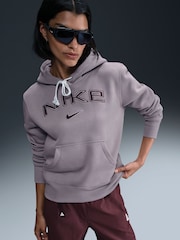 Nike Lilac Purple Phoenix Fleece Standard Pullover Varsity Logo Hoodie - Image 3 of 5