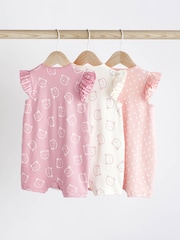 Pink/White Bear Baby Rompers 3 Pack - Image 2 of 7