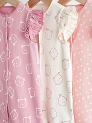 Pink/White Bear Baby Rompers 3 Pack - Image 3 of 7