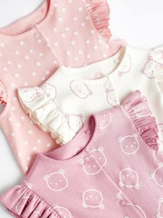 Pink/White Bear Baby Rompers 3 Pack - Image 4 of 7