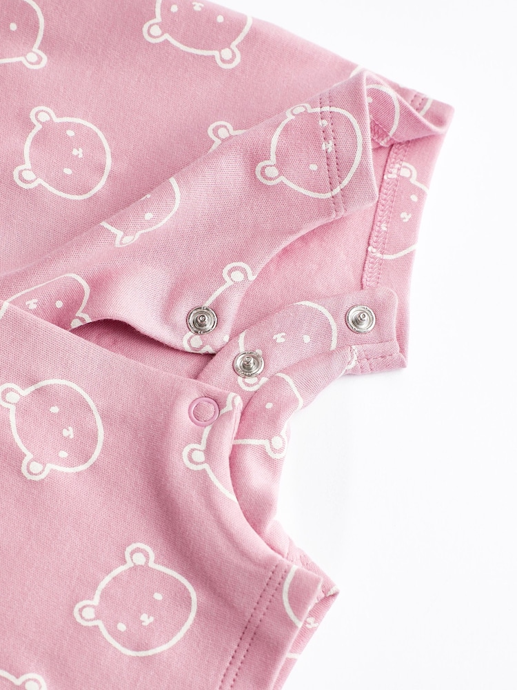 Pink/White Bear Baby Rompers 3 Pack - Image 7 of 7
