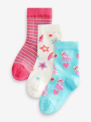 Blau und Creme - Knöchelsocken mit hohem Baumwollanteil im 3er-Pack, leuchtende Farben - Bild 1 von 1