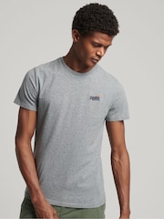 Superdry Grey Organic Cotton Vintage Embroidered T-Shirt - Image 1 of 4