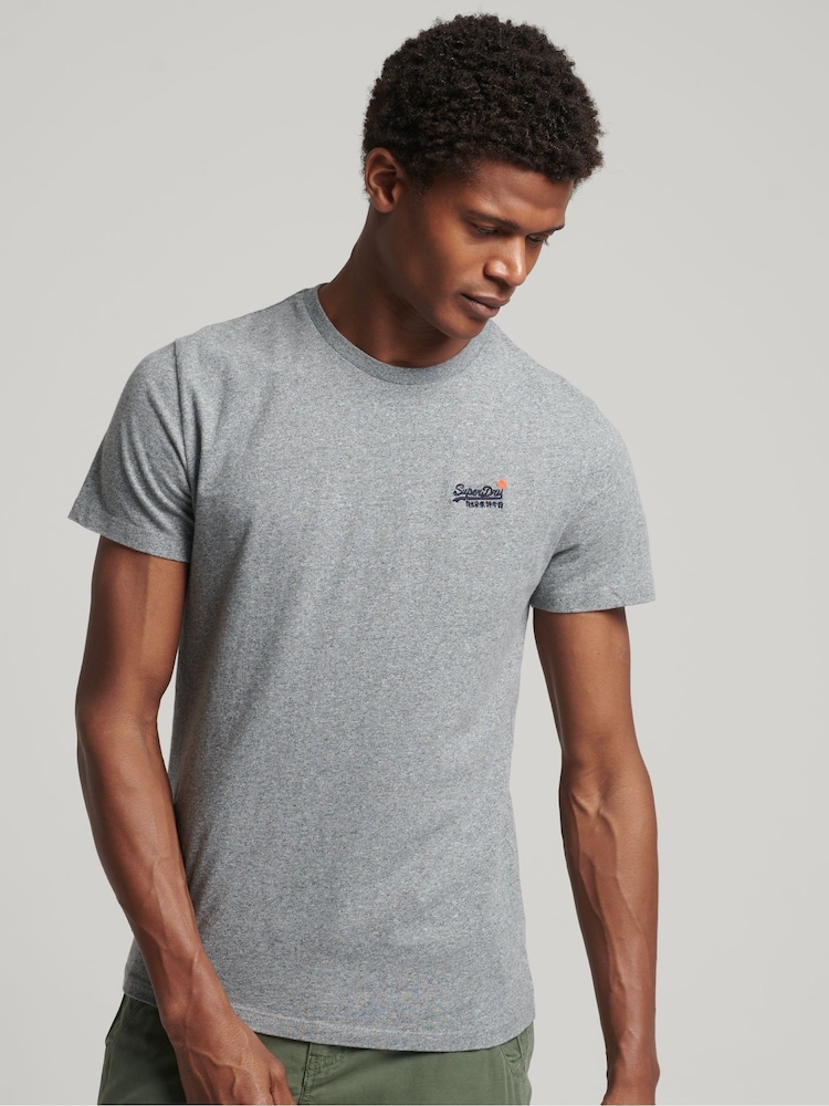 Superdry Grey Organic Cotton Vintage Embroidered T-Shirt - Image 1 of 4