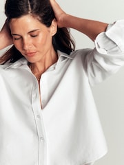 Boden White Sienna Crop Relax Denim Shirt - Image 2 of 5