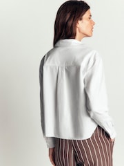 Boden White Sienna Crop Relax Denim Shirt - Image 3 of 5