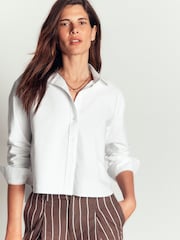 Boden White Sienna Crop Relax Denim Shirt - Image 4 of 5