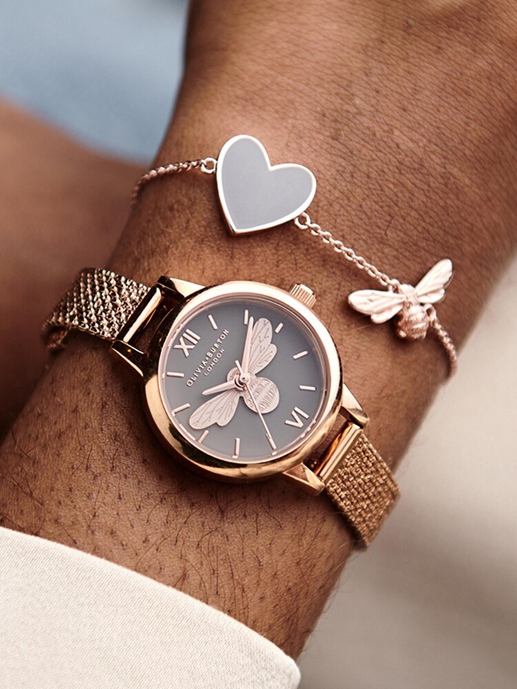 Olivia Burton Rose Gold Tone Lucky Bee Watch And Bracelet Set - Image 3 of 3