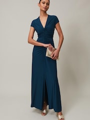 Phase Eight Blue Daisy Ruched Maxi Dress - Image 1 of 7