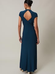 Phase Eight Blue Daisy Ruched Maxi Dress - Image 2 of 7