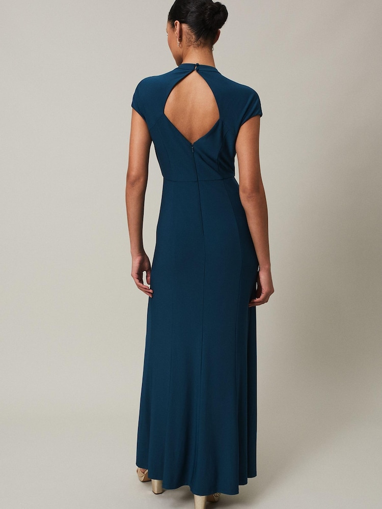 Phase Eight Blue Daisy Ruched Maxi Dress - Image 2 of 7