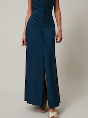 Phase Eight Blue Daisy Ruched Maxi Dress - Image 4 of 7
