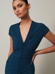 Phase Eight Blue Daisy Ruched Maxi Dress - Image 5 of 7