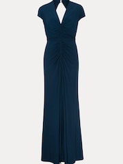 Phase Eight Blue Daisy Ruched Maxi Dress - Image 7 of 7