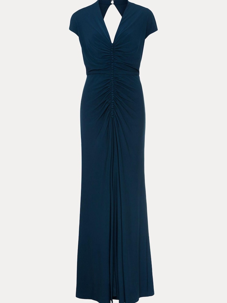 Phase Eight Blue Daisy Ruched Maxi Dress - Image 7 of 7