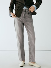 Mango Grey Marcela Straight Leg Jeans - Image 1 of 7