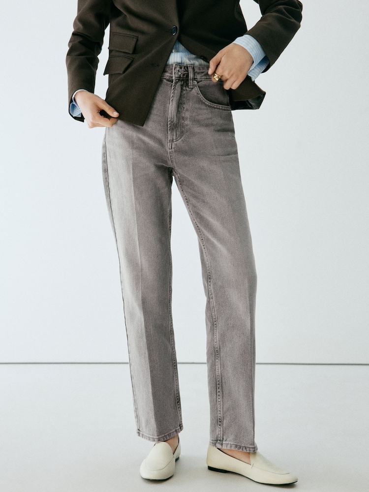 Mango Grey Marcela Straight Leg Jeans - Image 1 of 7