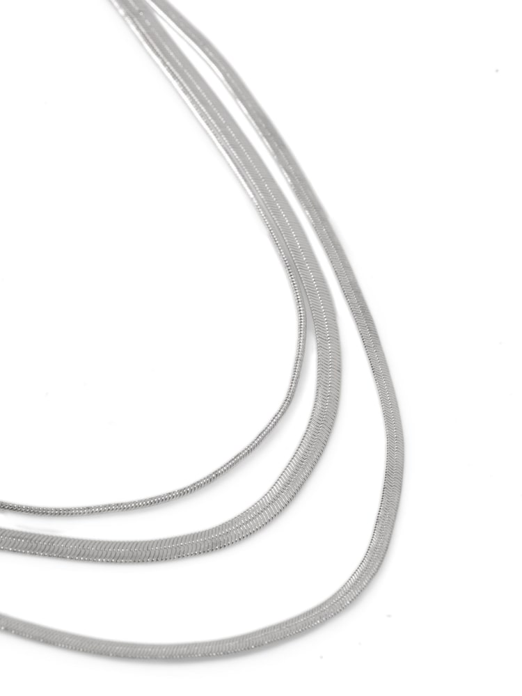 Aela Silver Tone Multi Row Snake Chain Necklace - Image 2 of 2