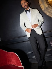 Cream Satin Tuxedo Jacket - Image 2 of 11