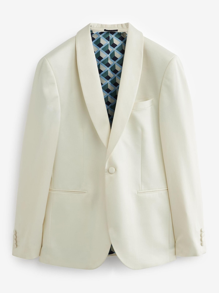Cream Satin Tuxedo Jacket - Image 7 of 11