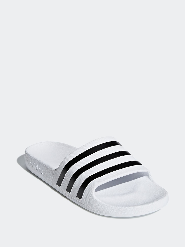 adidas White Sportswear Adilette Aqua Slides - Image 3 of 11