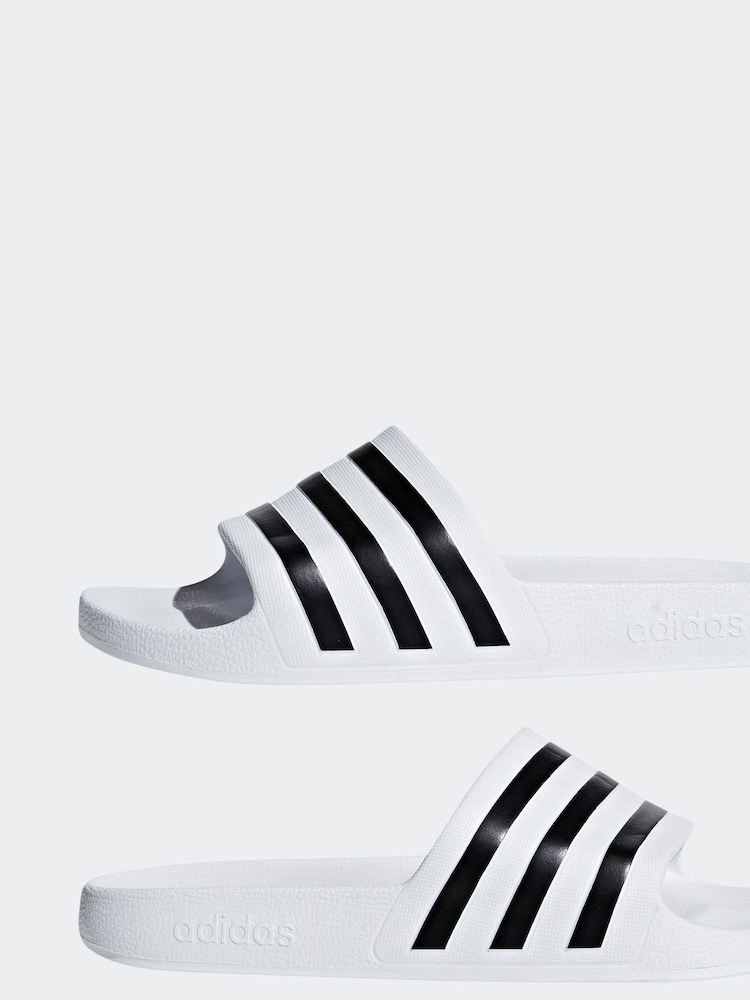 adidas White Sportswear Adilette Aqua Slides - Image 7 of 11