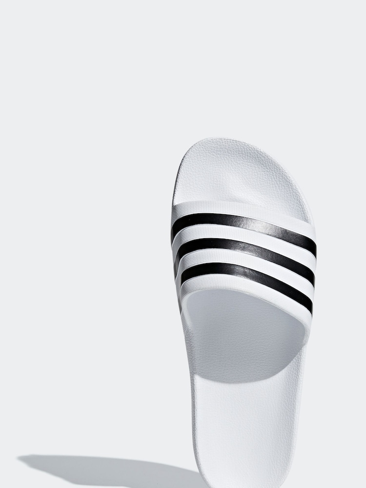 adidas White Sportswear Adilette Aqua Slides - Image 8 of 11